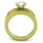 Jewellery Kingdom Ladies Emerald Wedding Engagement Solitaire Band Set 3K Ring (Gold) - Engagement Rings - British D'sire