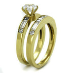 Jewellery Kingdom Ladies Emerald Wedding Engagement Solitaire Band Set 3K Ring (Gold) - Engagement Rings - British D'sire