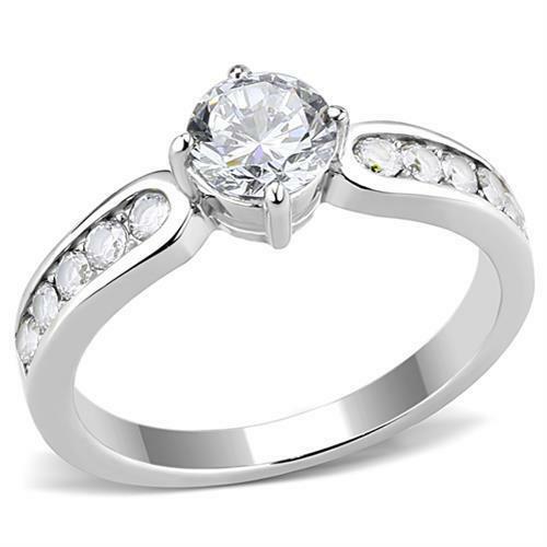 Jewellery Kingdom Ladies Engagement Accents Cubic Zirconia 1.30k Stainless Steel Ring - Engagement Rings - British D'sire Main image