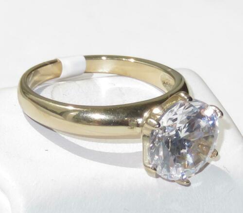 Jewellery Kingdom Ladies Engagement Cubic Zirconia 11mm Solitaire Steel 4 Carat Ring (Gold) - Jewelry Rings - British D'sire