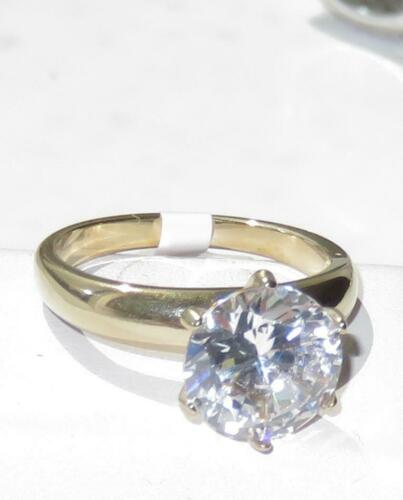 Jewellery Kingdom Ladies Engagement Cubic Zirconia 11mm Solitaire Steel 4 Carat Ring (Gold) - Jewelry Rings - British D'sire
