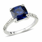 Jewellery Kingdom Ladies Engagement Cushion Cut Blue Sapphire Rhodium Ring (Silver) - Jewelry Rings - British D'sire