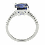 Jewellery Kingdom Ladies Engagement Cushion Cut Blue Sapphire Rhodium Ring (Silver) - Jewelry Rings - British D'sire