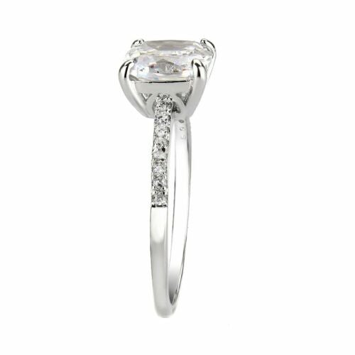 Jewellery Kingdom Ladies Engagement Cushion Cut Handmade Rhodium Ring (Silver) - Jewelry Rings - British D'sire