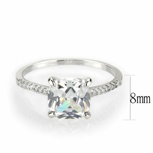 Jewellery Kingdom Ladies Engagement Cushion Cut Handmade Rhodium Ring (Silver) - Jewelry Rings - British D'sire