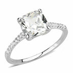 Jewellery Kingdom Ladies Engagement Cushion Cut Handmade Rhodium Ring (Silver) - Jewelry Rings - British D'sire
