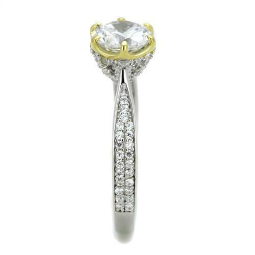 Jewellery Kingdom Ladies Engagement Cz Sterling Silver Gold Solitaire Accents Ring - Jewelry Rings - British D'sire
