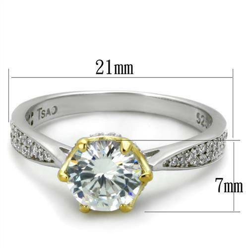Jewellery Kingdom Ladies Engagement Cz Sterling Silver Gold Solitaire Accents Ring - Jewelry Rings - British D'sire