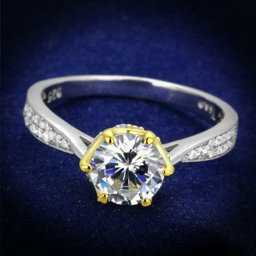 Jewellery Kingdom Ladies Engagement Cz Sterling Silver Gold Solitaire Accents Ring - Jewelry Rings - British D'sire