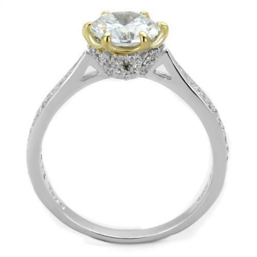 Jewellery Kingdom Ladies Engagement Cz Sterling Silver Gold Solitaire Accents Ring - Jewelry Rings - British D'sire