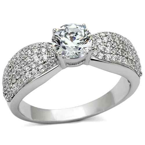 Jewellery Kingdom Ladies Engagement Cz Sterling Silver Micro Pave Solitaire 2 Carat Ring - Jewelry Rings - British D'sire Main image
