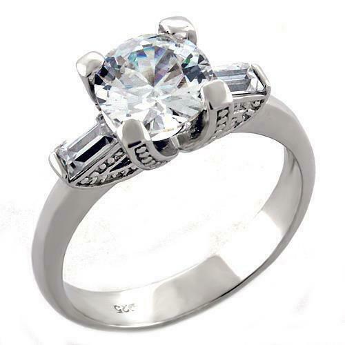 Jewellery Kingdom Ladies Engagement Cz Sterling Silver Solitaire Emerald Cut 3.5carat Ring - Jewelry Rings - British D'sire Main image