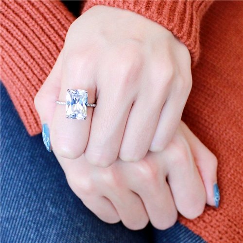 Jewellery Kingdom Ladies Engagement Emerald Accents 8k Stainless Steel Ring - Rings - British D'sire