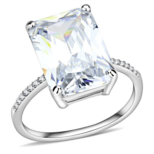 Jewellery Kingdom Ladies Engagement Emerald Accents 8k Stainless Steel Ring - Rings - British D'sire Main image