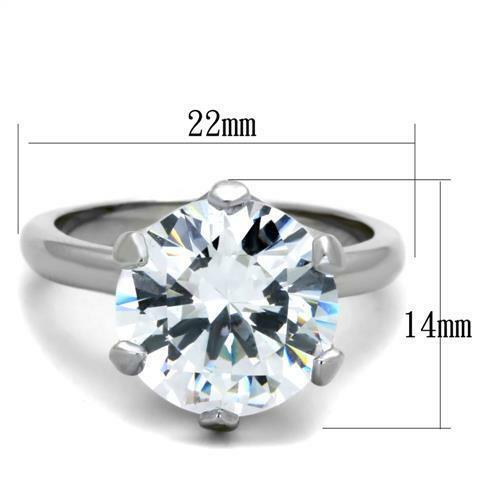 Jewellery Kingdom Ladies Engagement Solitaire 10.79k Stainless Steel 14mm Ring (Silver) - Rings - British D'sire