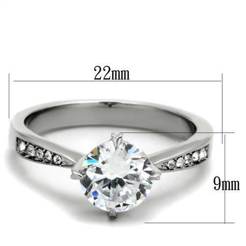 Jewellery Kingdom Ladies Engagement Solitaire Accents Stainless Steel Sparkle 2.75k Ring - Jewelry Rings - British D'sire