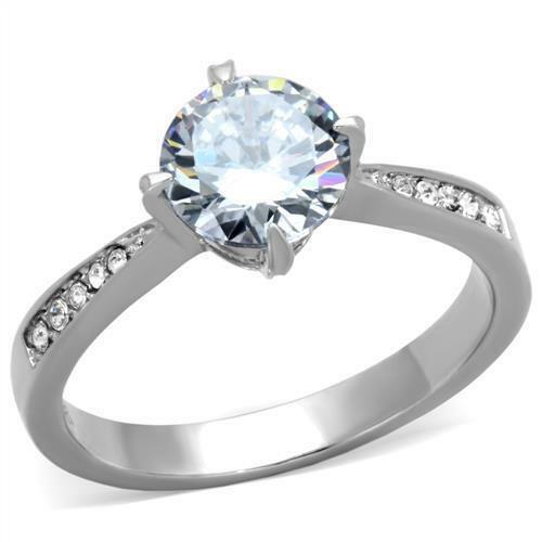 Jewellery Kingdom Ladies Engagement Solitaire Accents Stainless Steel Sparkle 2.75k Ring - Jewelry Rings - British D'sire Main image