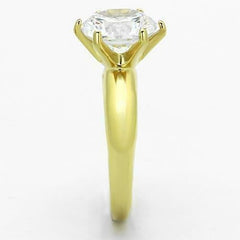 Jewellery Kingdom Ladies Engagement Solitaire Cubic Zirconia 4 Carat Steel Ring (Gold) - Jewelry Rings - British D'sire