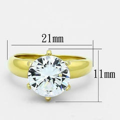 Jewellery Kingdom Ladies Engagement Solitaire Cubic Zirconia 4 Carat Steel Ring (Gold) - Jewelry Rings - British D'sire