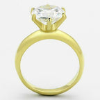 Jewellery Kingdom Ladies Engagement Solitaire Cubic Zirconia 4 Carat Steel Ring (Gold) - Jewelry Rings - British D'sire