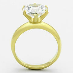 Jewellery Kingdom Ladies Engagement Solitaire Cubic Zirconia 4 Carat Steel Ring (Gold) - Jewelry Rings - British D'sire