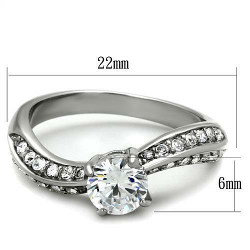 Jewellery Kingdom Ladies Engagement Solitaire Cubic Zirconia Stainless Steel Pave Ring Secondary image