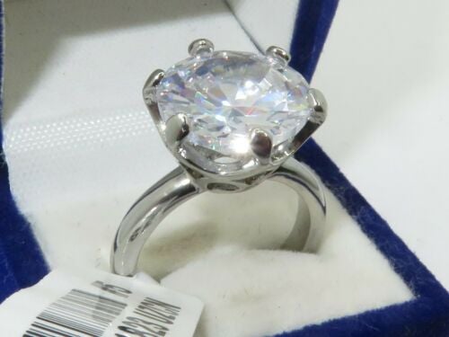 Jewellery Kingdom Ladies Engagement Solitaire Cz 10K Stainless Steel Ring Silver - Rings - British D'sire