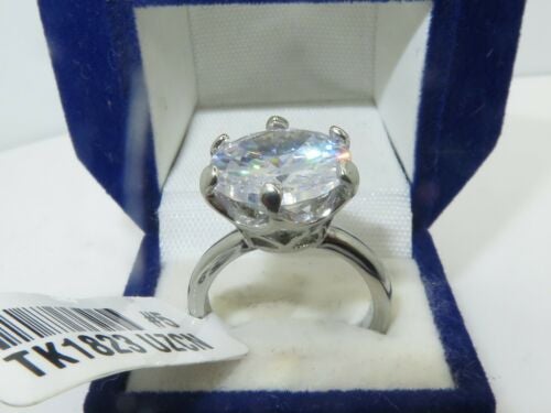 Jewellery Kingdom Ladies Engagement Solitaire Cz 10K Stainless Steel Ring Silver - Rings - British D'sire