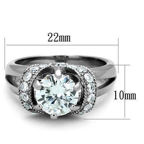 Jewellery Kingdom Ladies Engagement Solitaire Pretty Stainless Steel Ring (Silver) - Rings - British D'sire