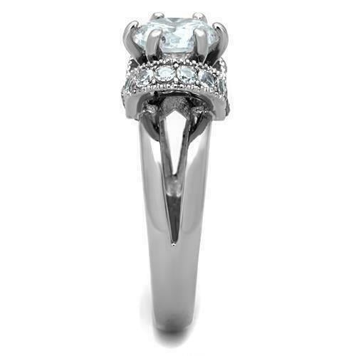 Jewellery Kingdom Ladies Engagement Solitaire Pretty Stainless Steel Ring (Silver) - Rings - British D'sire