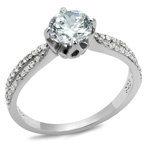 Jewellery Kingdom Ladies Engagement Solitaire Sterling Accents 2K Handmade Ring (Silver) - Rings - British D'sire Main image