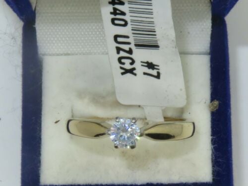Jewellery Kingdom Ladies Engagement Solitaire Super Sparkling 0.45k Ring (Gold) - Rings - British D'sire