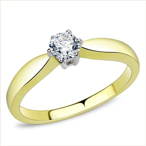 Jewellery Kingdom Ladies Engagement Solitaire Super Sparkling 0.45k Ring (Gold) - Rings - British D'sire