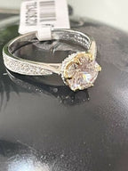 Jewellery Kingdom Ladies Engagement Sterling Solitaire 18K Ring (Silver) - Rings - British D'sire