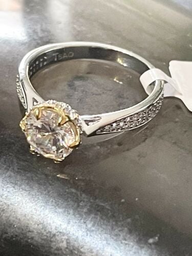 Jewellery Kingdom Ladies Engagement Sterling Solitaire 18K Ring (Silver) - Rings - British D'sire