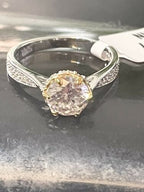 Jewellery Kingdom Ladies Engagement Sterling Solitaire 18K Ring (Silver) - Rings - British D'sire