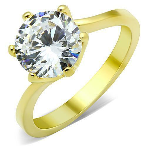 Jewellery Kingdom Ladies Engagement Twist Solitaire Ring (Gold) - Jewelry Rings - British D'sire Main image