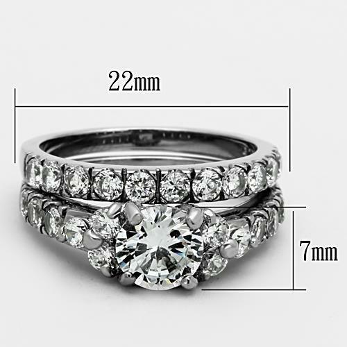 Jewellery Kingdom Ladies Engagement Wedding Band 2CT Cubic Zirconia Stainless Steel Ring Set (Silver) - Jewelry Rings - British D'sire