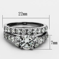Jewellery Kingdom Ladies Engagement Wedding Band 2CT Cubic Zirconia Stainless Steel Ring Set (Silver) - Jewelry Rings - British D'sire