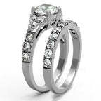 Jewellery Kingdom Ladies Engagement Wedding Band 2CT Cubic Zirconia Stainless Steel Ring Set (Silver) - Jewelry Rings - British D'sire