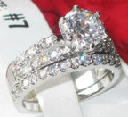Jewellery Kingdom Ladies Engagement Wedding Band 4 Carat Ring Set (Silver) - Jewelry Rings - British D'sire