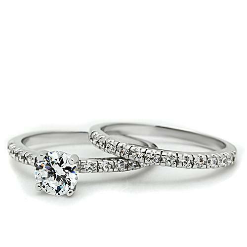 Jewellery Kingdom Ladies Engagement Wedding Band Cubic Zirconia 2 Carat Solitaire Ring Set (Silver) - Jewelry Rings - British D'sire