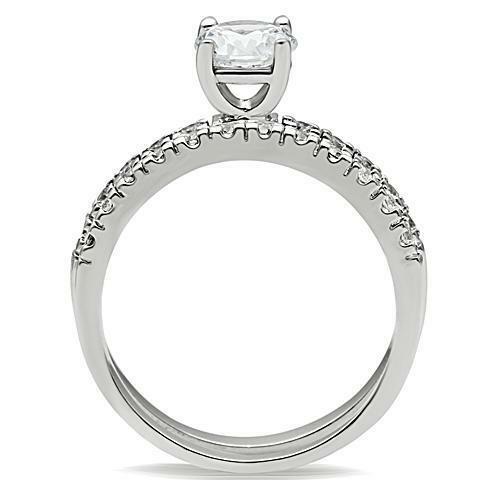 Jewellery Kingdom Ladies Engagement Wedding Band Cubic Zirconia 2 Carat Solitaire Ring Set (Silver) - Jewelry Rings - British D'sire Main image