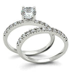 Jewellery Kingdom Ladies Engagement Wedding Band Cubic Zirconia 2 Carat Solitaire Ring Set (Silver) - Jewelry Rings - British D'sire