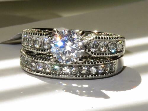 Jewellery Kingdom Ladies Engagement Wedding Band Cubic Zirconia Ring Set (Silver) - Jewelry Rings - British D'sire Main image