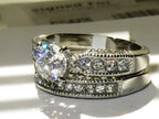 Jewellery Kingdom Ladies Engagement Wedding Band Cubic Zirconia Ring Set (Silver) - Jewelry Rings - British D'sire