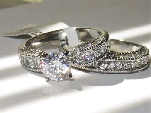 Jewellery Kingdom Ladies Engagement Wedding Band Cubic Zirconia Ring Set Secondary image