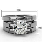 Jewellery Kingdom Ladies Engagement Wedding Band Emerald Cut Stainless Steel 3 Carat Ring Set (Silver) - Jewelry Rings - British D'sire