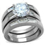 Jewellery Kingdom Ladies Engagement Wedding Band Emerald Cut Stainless Steel 3 Carat Ring Set (Silver) - Jewelry Rings - British D'sire