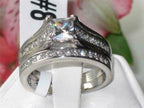 Jewellery Kingdom Ladies Engagement Wedding Band Princess Stainless Steel Ring Set (Silver) - Jewelry Rings - British D'sire